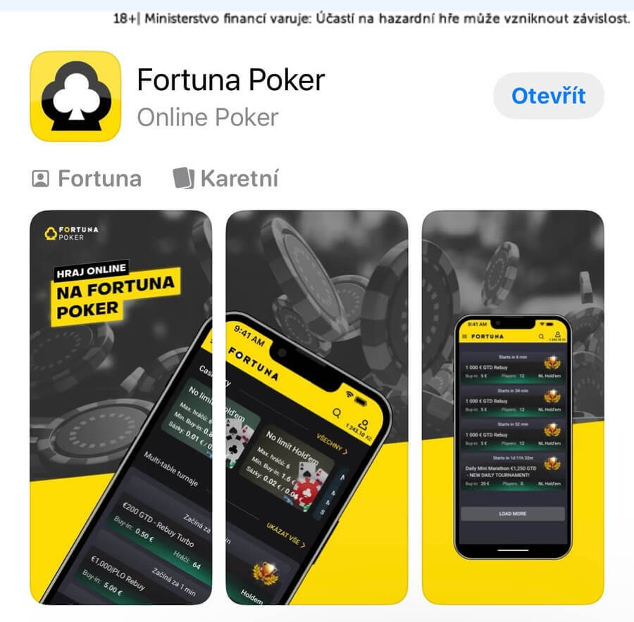 Fortuna Poker App pro iPhone