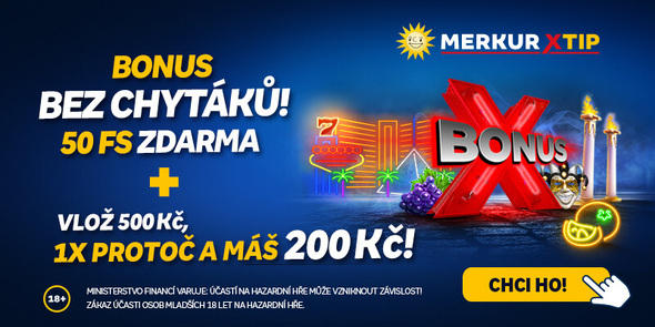 MerkurXtip registrační bonus: 50 free spinů + 200 Kč