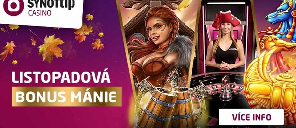 Listopad je v online casinu SYNOT TIP ve znamení bonusů