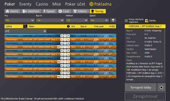 Fortuna poker: kvalifikujte se online na EPT Praha