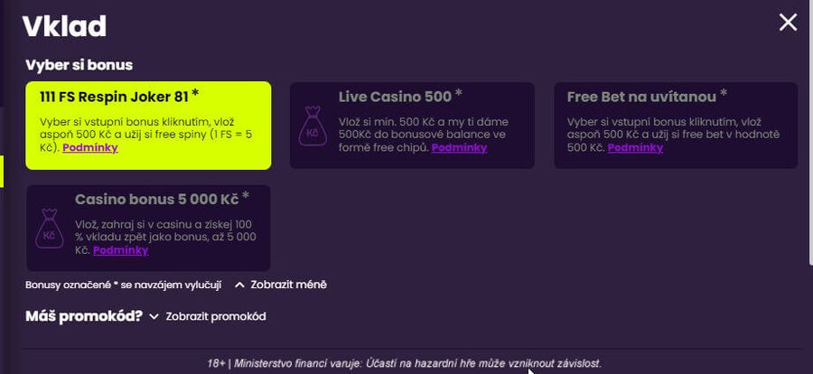 Nové casino CZ bonus za registraci u Kingsbetu