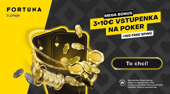 Fortuna bonus 3x 10 euro + 100 free spinů